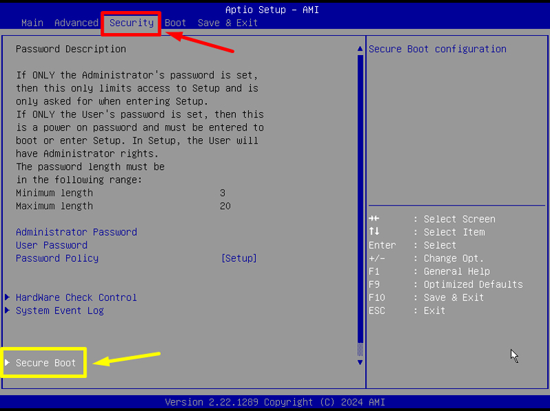 Aptio Setup - AMI Secure Boot