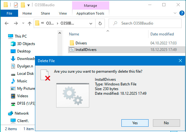 Удалите старый файл в папке с драйверами под названием (InstallDriver)